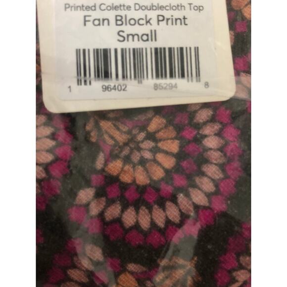 Marine Layer Colette Top Printed Doublecloth Fan Block Print Pink Purple NWT S - Picture 7 of 8